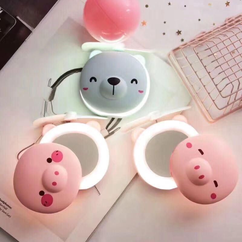 Cartoon Pig Mirror Fan