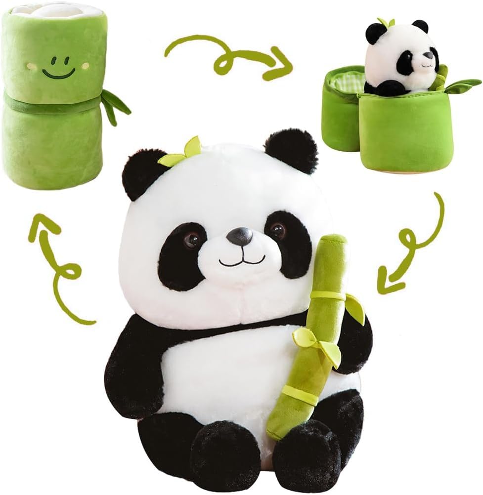 Cute Panda Plush with Bamboo
