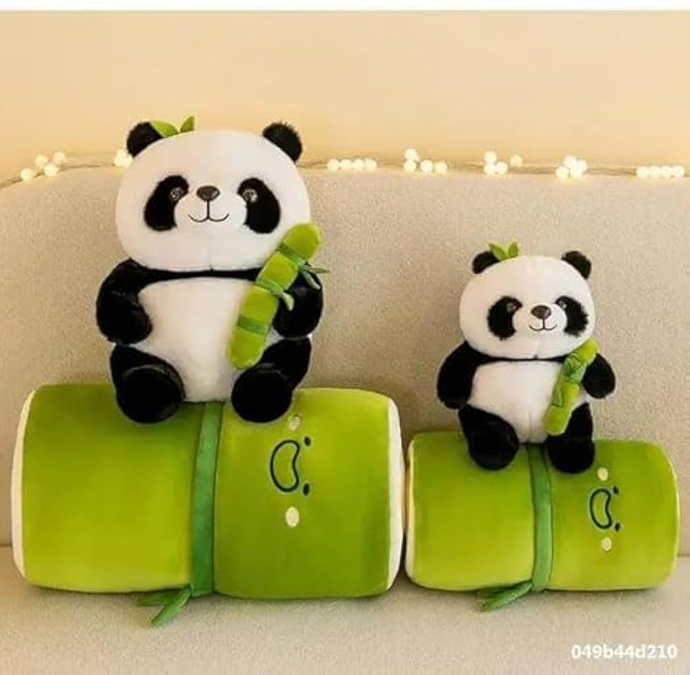Cute Panda Plush with Bamboo