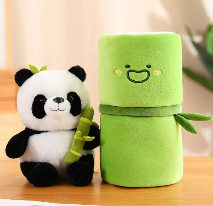 Cute Panda Plush with Bamboo
