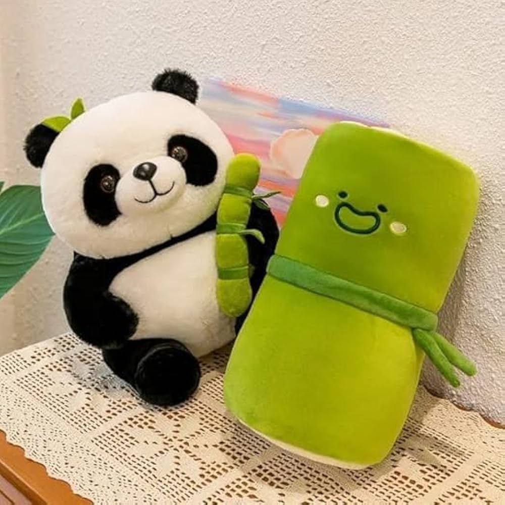 Cute Panda Plush with Bamboo