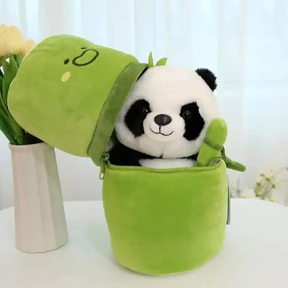Cute Panda Plush with Bamboo